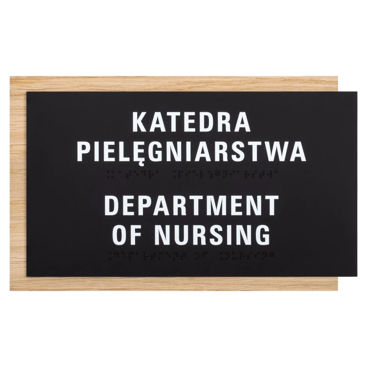 Braille sign - oak veneered board - size 284x170mm - TAB616