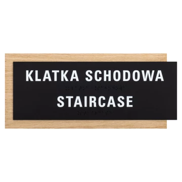 Braille sign - oak veneered board - size 282x118mm - TAB617