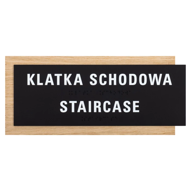 Braille sign - oak veneered board - size 282x118mm - TAB617