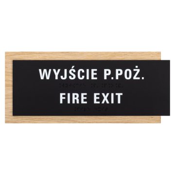 Braille sign - oak veneered board - size 282x118mm - TAB618
