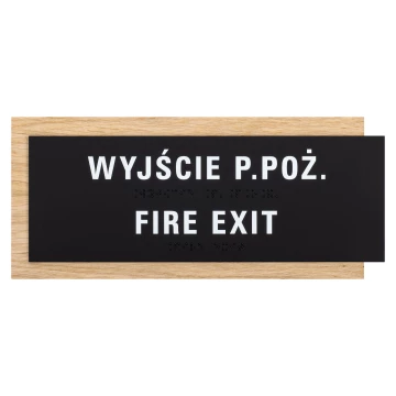 Braille sign - oak veneered board - size 282x118mm - TAB618