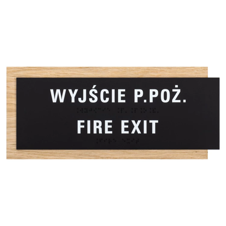 Braille sign - oak veneered board - size 282x118mm - TAB618