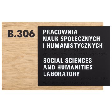 Braille sign - oak veneered board - size 292x182mm - TAB622