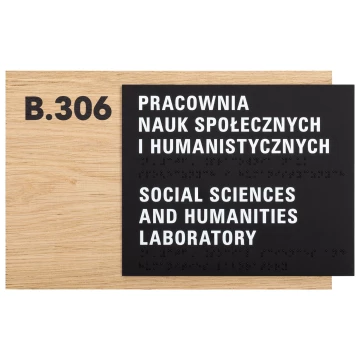 Braille sign - oak veneered board - size 292x182mm - TAB622