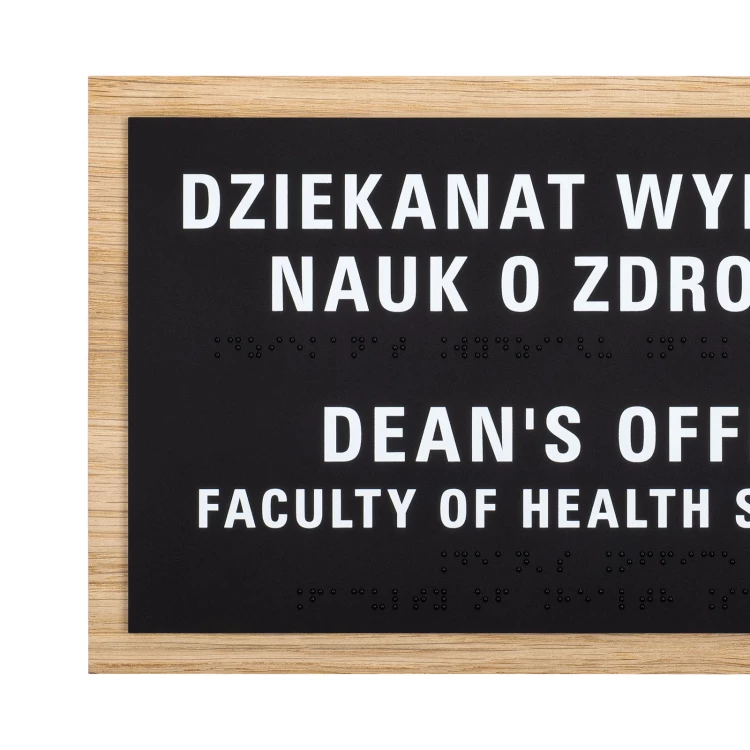 Braille sign - oak veneered board - size 284x170mm - TAB615