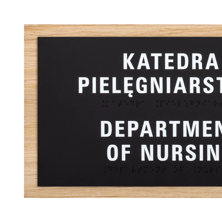 Braille sign - oak veneered board - size 284x170mm - TAB616