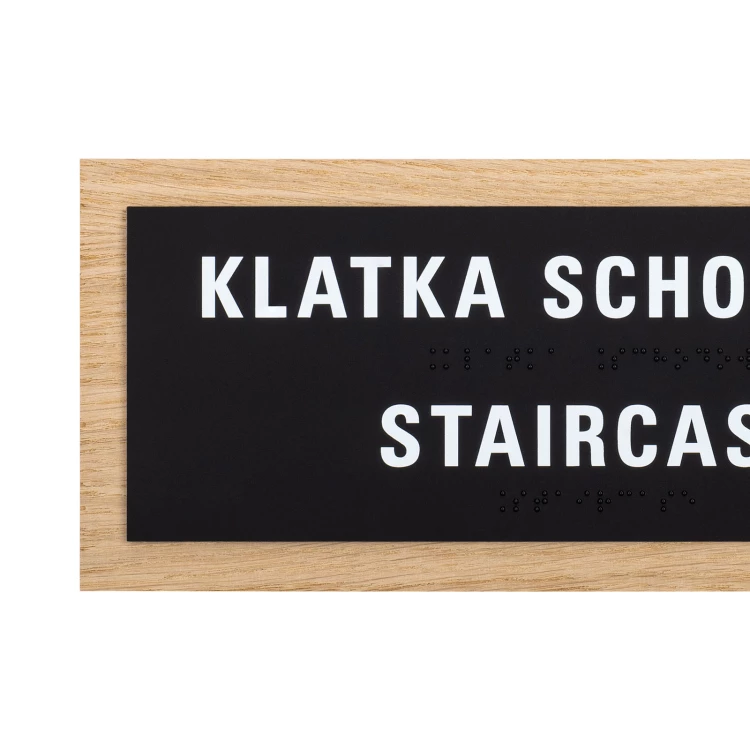 Braille sign - oak veneered board - size 282x118mm - TAB617