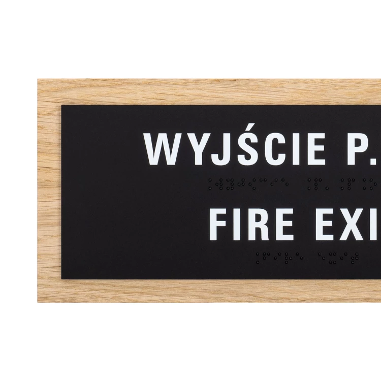 Braille sign - oak veneered board - size 282x118mm - TAB618