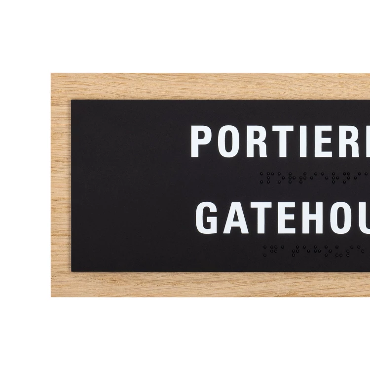 Braille sign - oak veneered board - size 282x118mm - TAB619