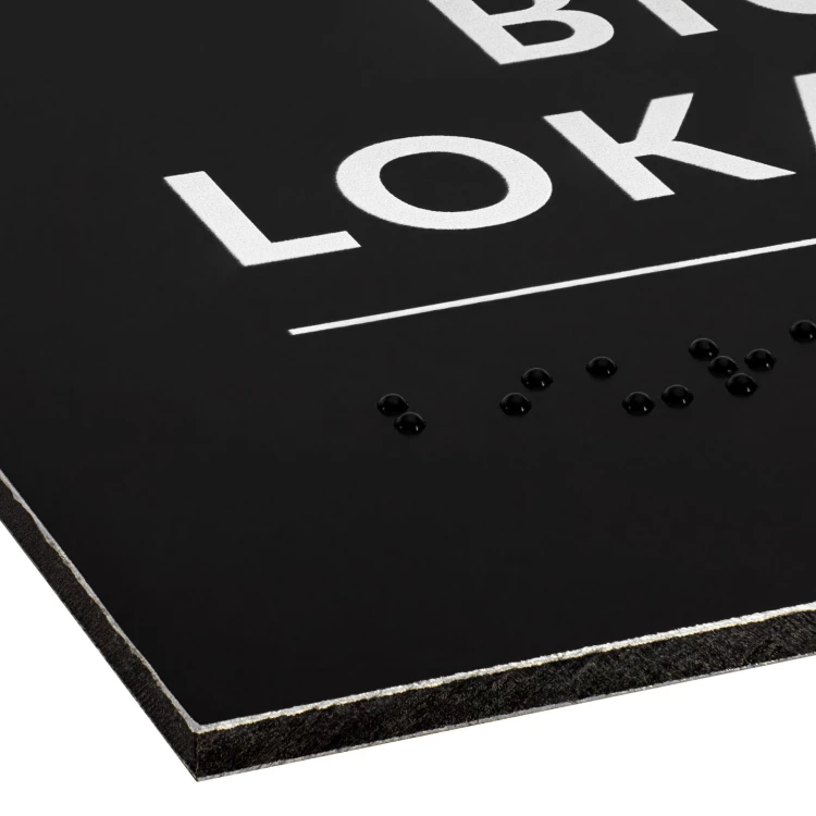 Braille sign - any content - black dibond - dimensions 297x210 mm (A4 format) - TAB671