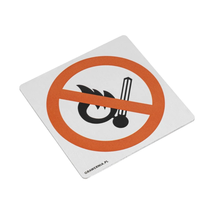 No open flame, no smoking - aluminium plate 60x60mm - NANODRUK - TAN001