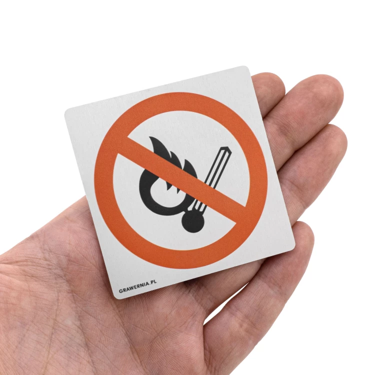 No open flame, no smoking - aluminium plate 60x60mm - NANODRUK - TAN001