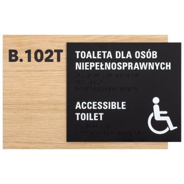 Toilet for the disabled - Braille sign - oak veneered board - dimensions 282x182mm - TAB621