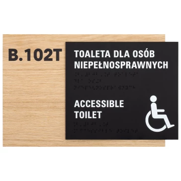 Toilet for the disabled - Braille sign - oak veneered board - dimensions 282x182mm - TAB621