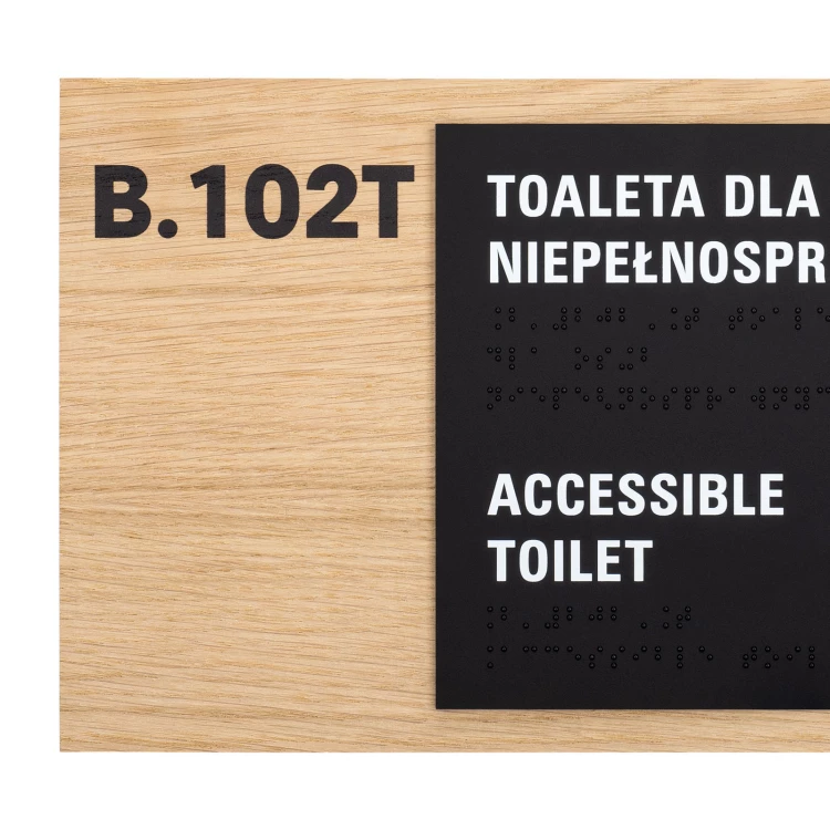 Toilet for the disabled - Braille sign - oak veneered board - dimensions 282x182mm - TAB621