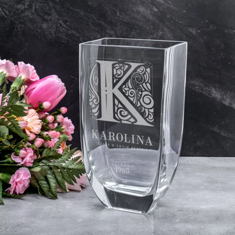 Vase with engraving - Flora - birthday gift - WAZ024