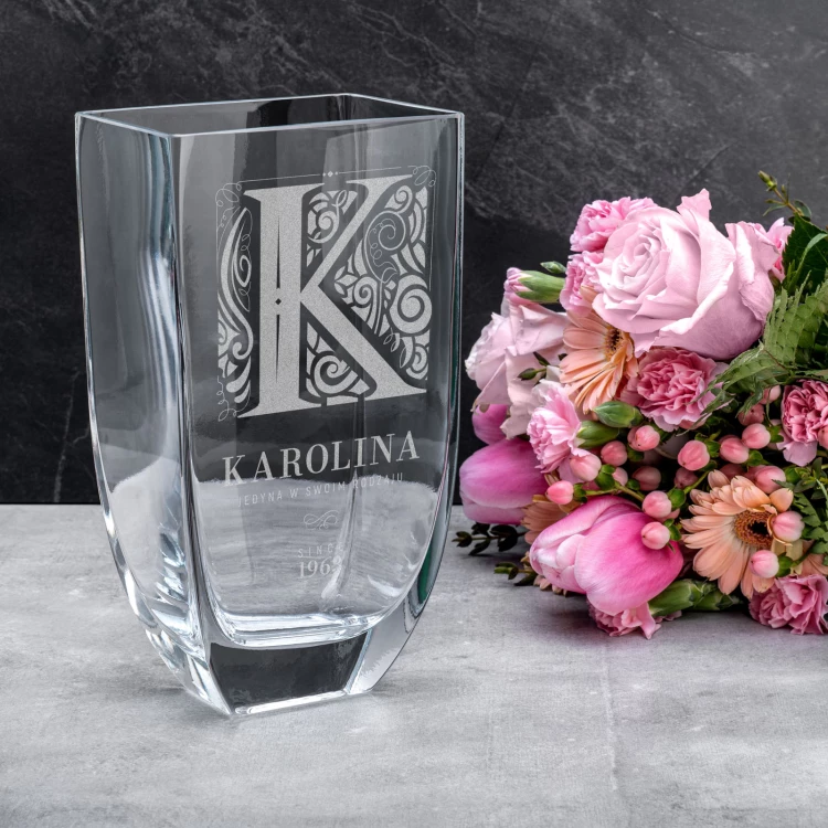 Vase with engraving - Flora - birthday gift - WAZ024