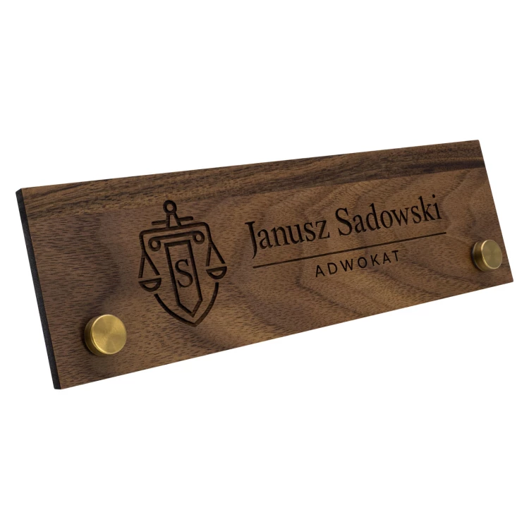 Business card for desk with name and surname - laser engraving - size 200x60 mm - WIZ011