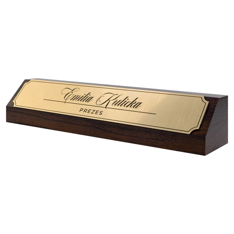 Business card for desk with name and surname - laser engraving - size 202x40 mm - WIZ013