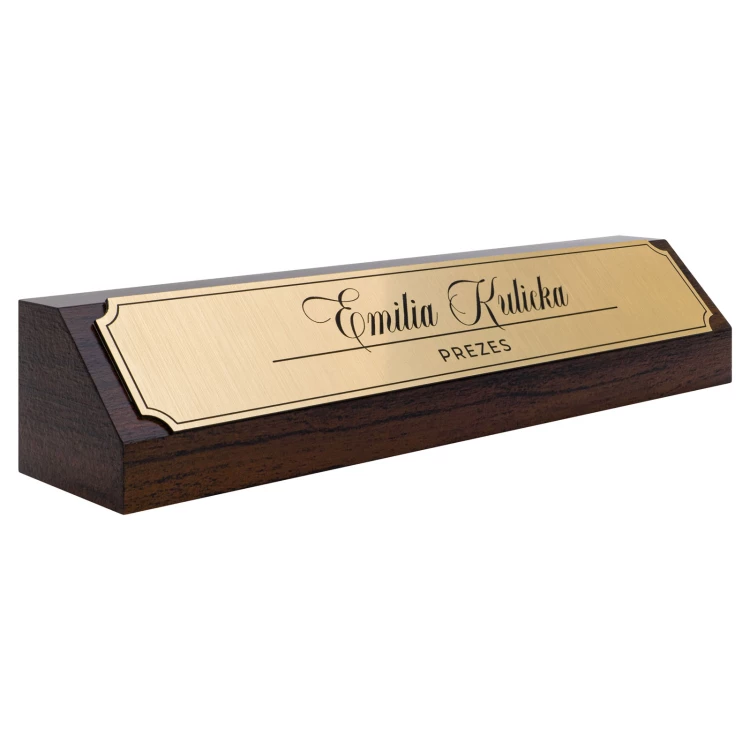 Business card for desk with name and surname - laser engraving - size 202x40 mm - WIZ013
