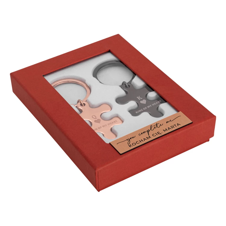 Set of two Puzzle key rings - Valentine's Day gift - size 34x85 mm - BRL039