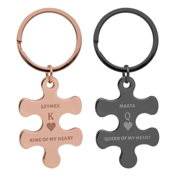 Set of two Puzzle key rings - Valentine's Day gift - size 34x85 mm - BRL039