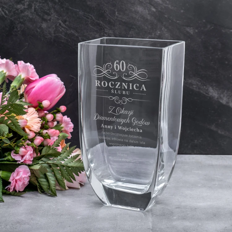 Vase with Engraving - Flora - Diamond Wedding Anniversary - VAS006