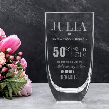 Vase with engraving - Flora - birthday gift - WAZ027