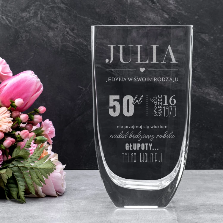 Vase with engraving - Flora - birthday gift - WAZ027