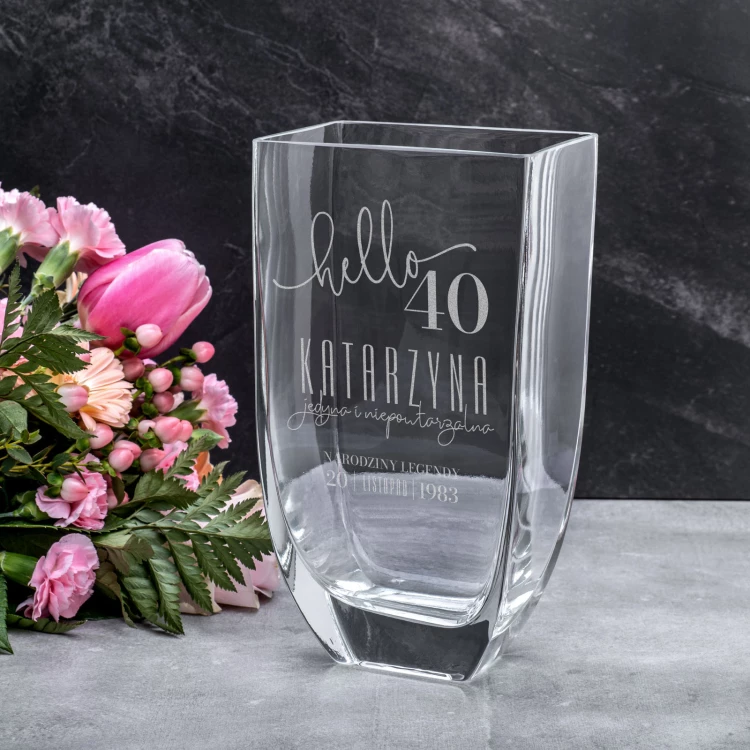 Vase with engraving - Flora - birthday gift - WAZ026