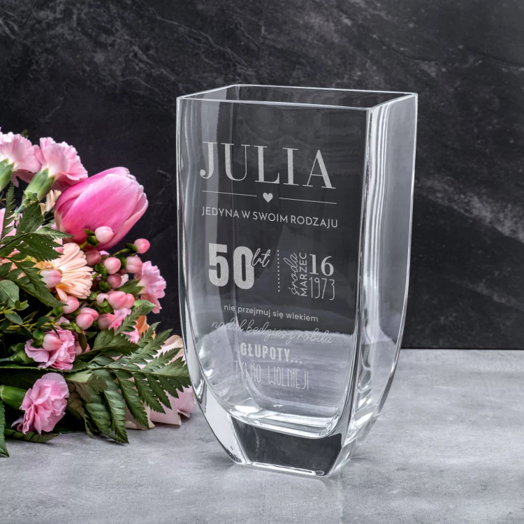 Vase with engraving - Flora - birthday gift - WAZ027