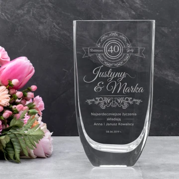 Vase with Engraving - Flora - Ruby Wedding Anniversary - VAS012