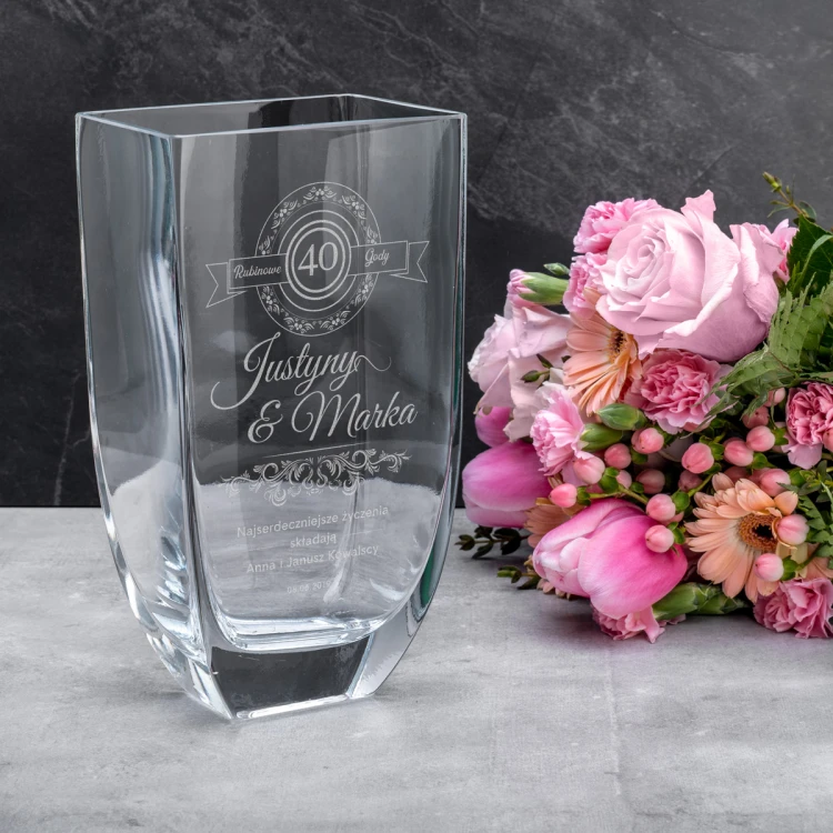 Vase with Engraving - Flora - Ruby Wedding Anniversary - VAS012