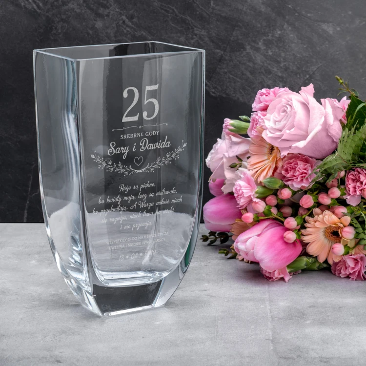 Vase with Engraving - Flora - Silver Wedding Anniversary - VAS011