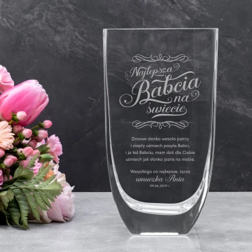 Vase with engraving - Flora - VAS020 - Best Grandma in the World