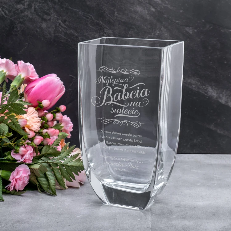 Vase with engraving - Flora - VAS020 - Best Grandma in the World