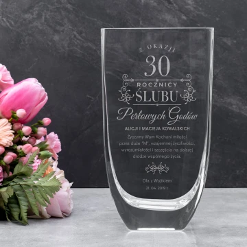 Vase with Engraving - Flora - VAS022 - Pearl Wedding Anniversary