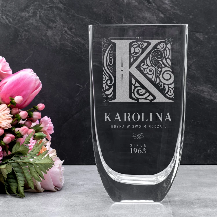Vase with engraving - Flora - birthday gift - WAZ024