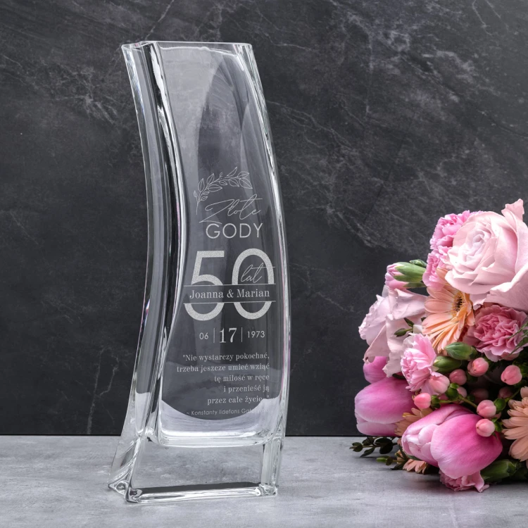 Vase with Engraving - Lily - VAS016 - Golden Anniversary