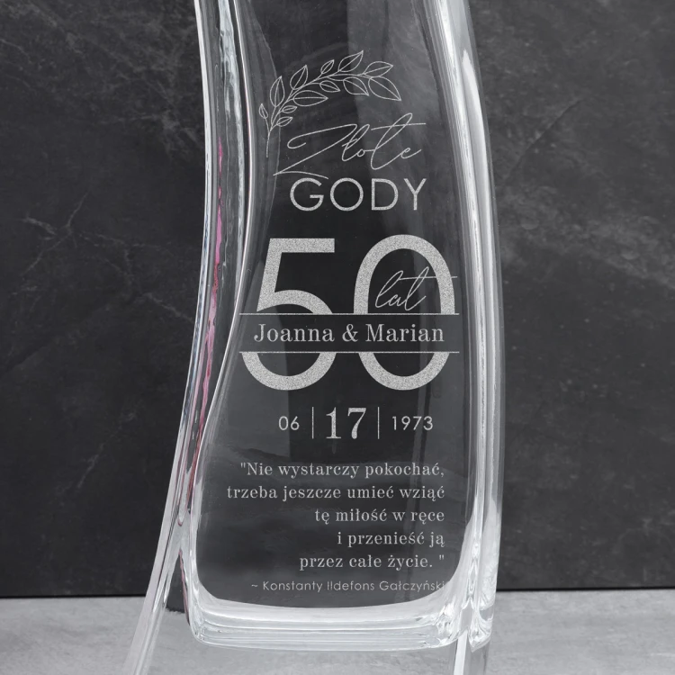 Vase with Engraving - Lily - VAS016 - Golden Anniversary