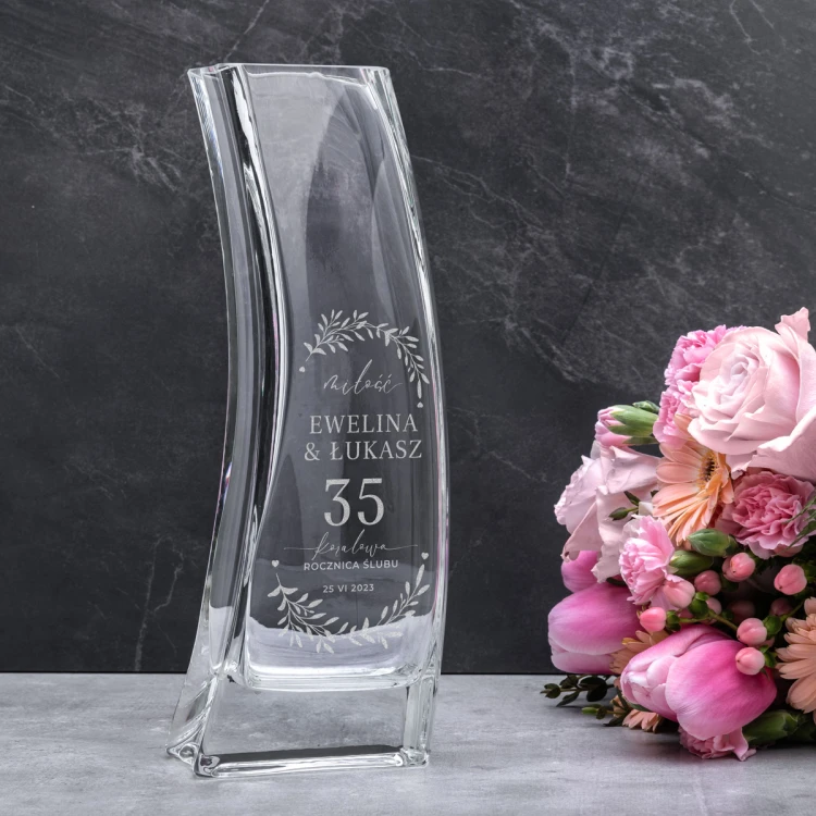 Vase with Engraving - Lily - VAS017 - Coral Wedding Anniversary
