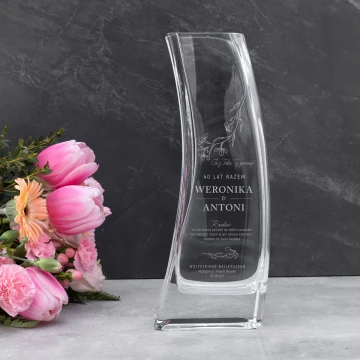 Vase with engraving - Lily - VAS018 - 40 years together