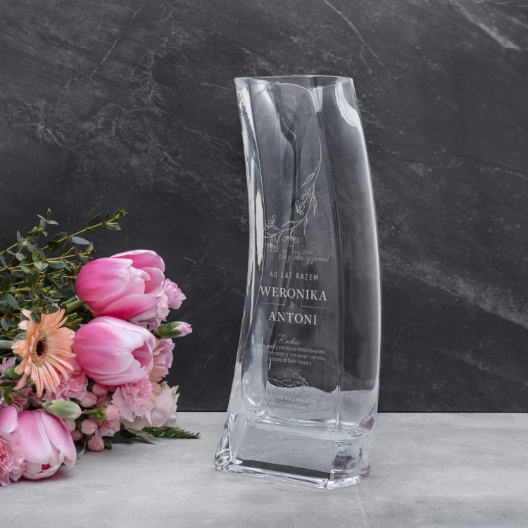 Vase with engraving - Lily - VAS018 - 40 years together