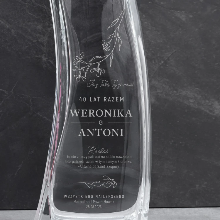 Vase with engraving - Lily - VAS018 - 40 years together