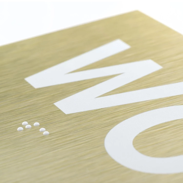 WC - Braille lettering plaque - gold dibond - size 115x80mm - TAB540