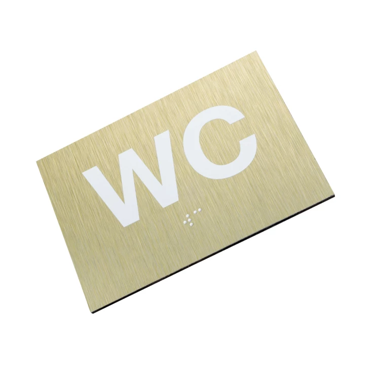 WC - Braille lettering plaque - gold dibond - size 115x80mm - TAB540
