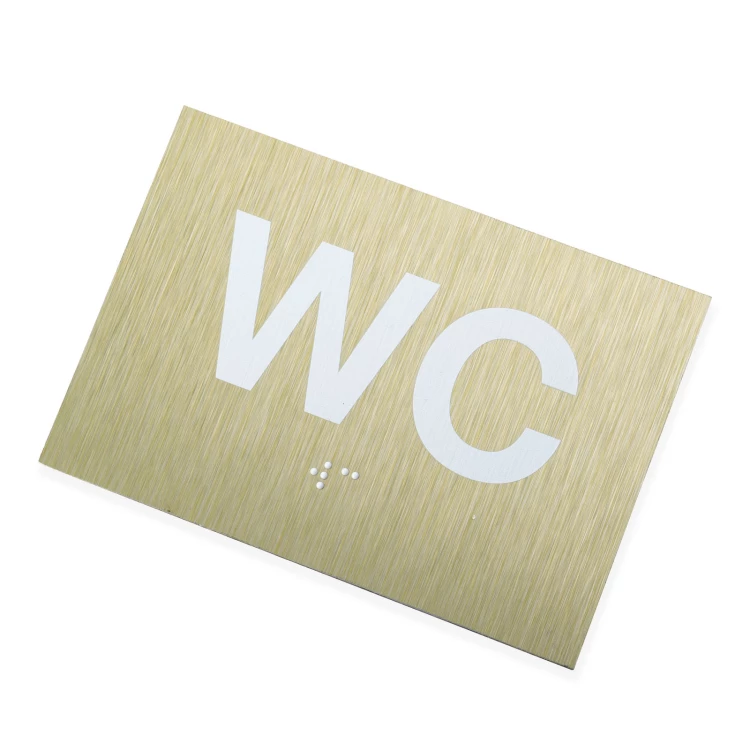 WC - Braille lettering plaque - gold dibond - size 115x80mm - TAB540