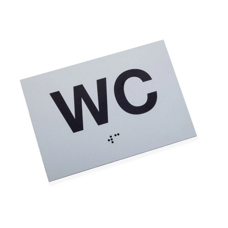 WC - Braille lettering plaque - silver matte dibond - dim. 115x80mm - TAB541