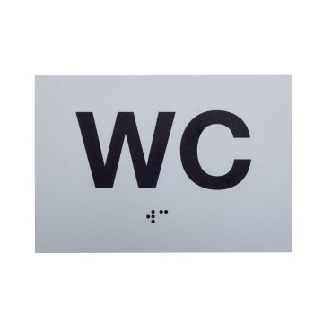 WC - Braille lettering plaque - silver matte dibond - dim. 115x80mm - TAB541