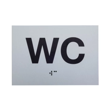 WC - Braille lettering plaque - silver matte dibond - dim. 115x80mm - TAB541